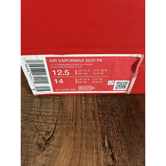 Nike Size 12.5 Air Vapormax 2023 Flyknit Light Ultramarine Platinum DV1678-500 - Picture 9 of 9